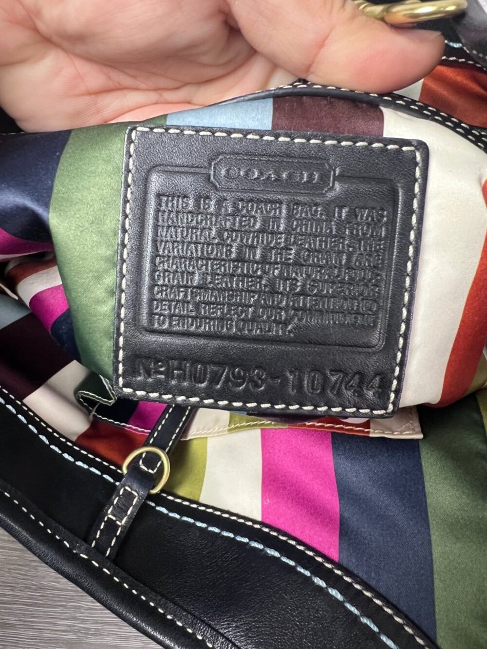 Coach Ergo Black Leather Multicolor Legacy LG Travel Tote Bag Satchel 10744 - Picture 6 of 6
